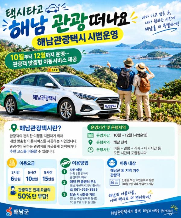 “택시타고 해남 관광떠나요”해남관광택시 시범운영 기사 이미지